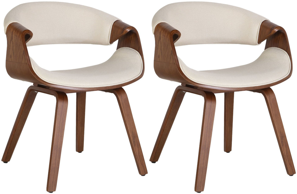 Set van 2 eetkamerstoelen Foley eiken/crème,Stof eiche/creme