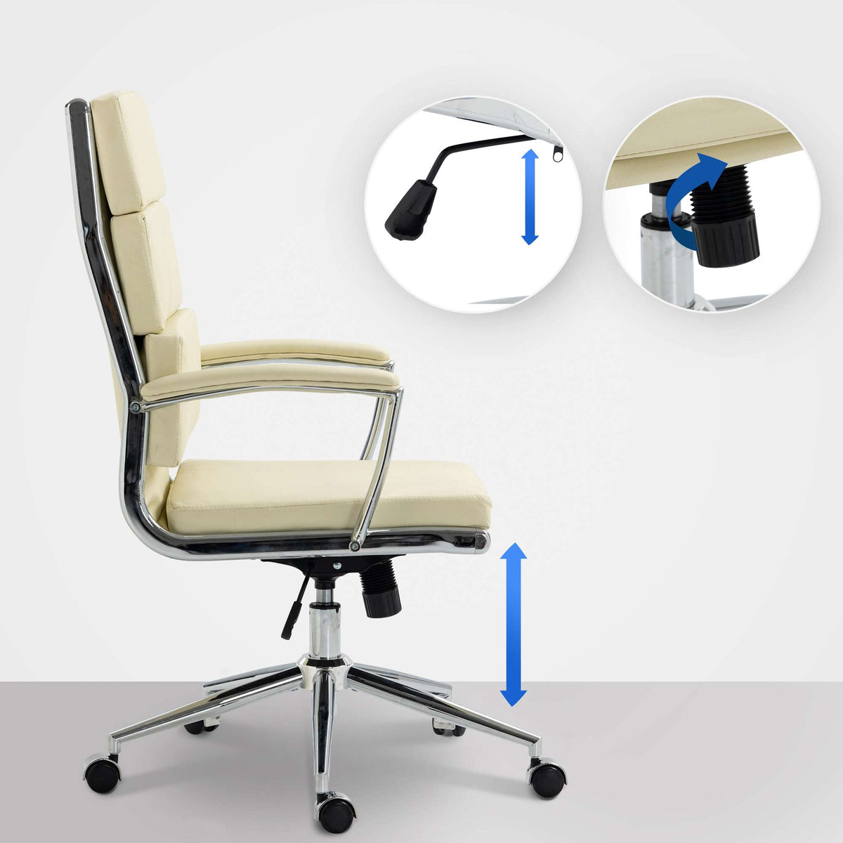Bureaustoel Cleveland Kunstleer,creme creme