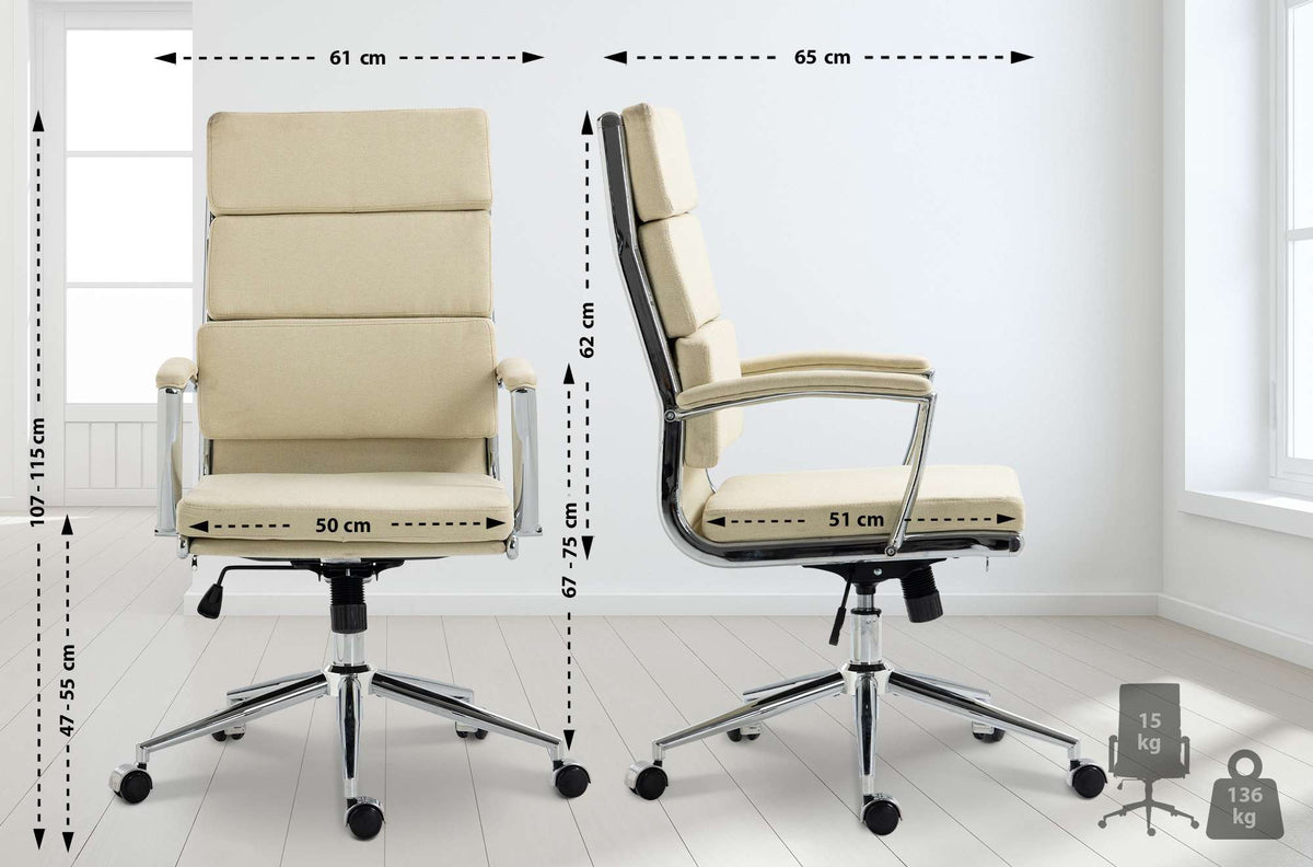 Bureaustoel Cleveland Stof,creme creme