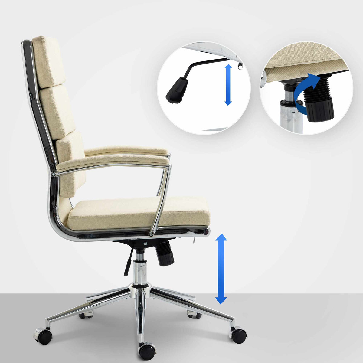Bureaustoel Cleveland Stof,creme creme
