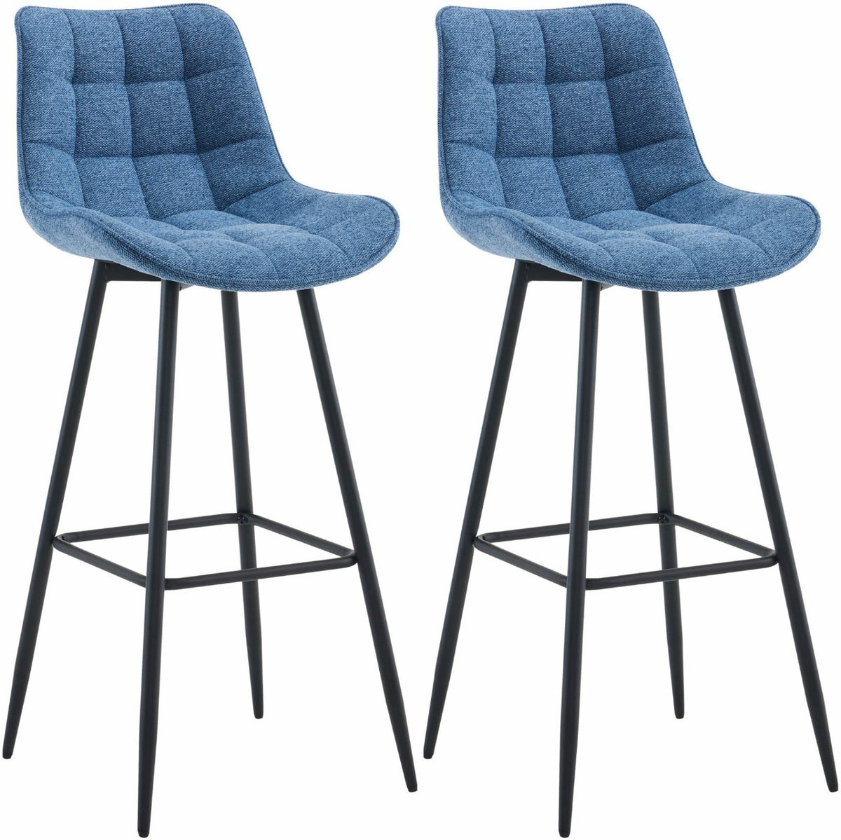 Set van 2 barkrukken Dartford blauw,Stof blau