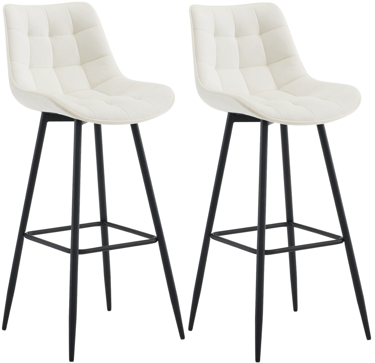 Set van 2 barkrukken Dartford creme,Fluweel creme