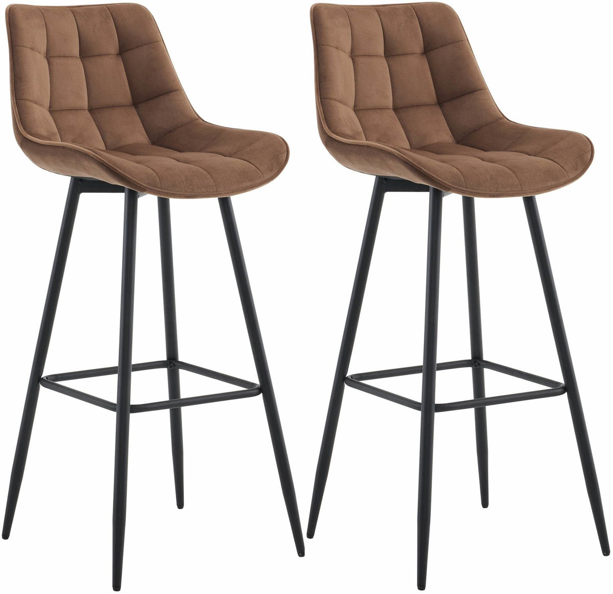 Set van 2 barkrukken Dartford bruin,Fluweel braun