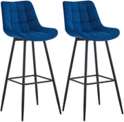 Set van 2 barkrukken Dartford blauw,Fluweel blau
