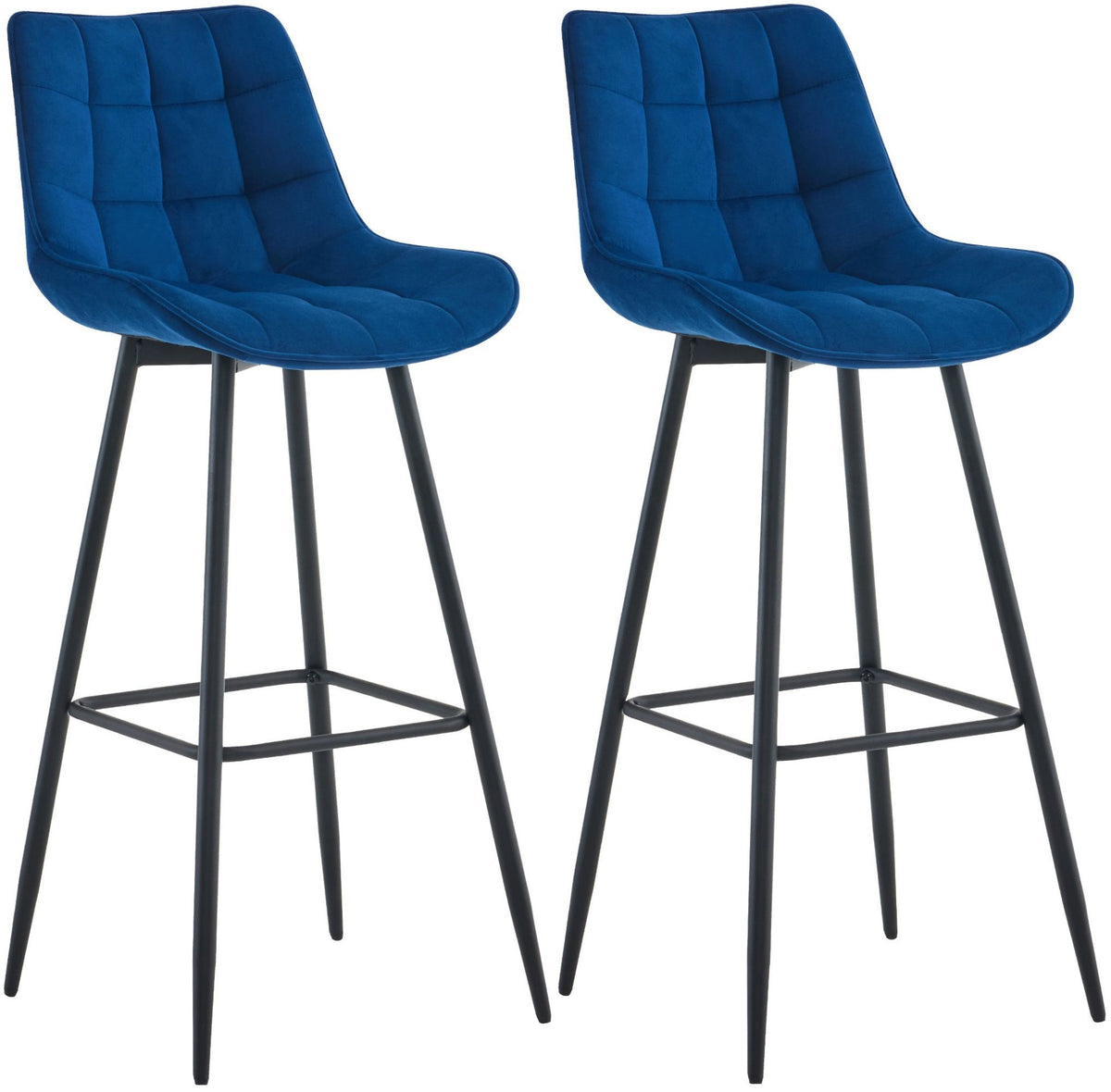 Set van 2 barkrukken Dartford blauw,Fluweel blau