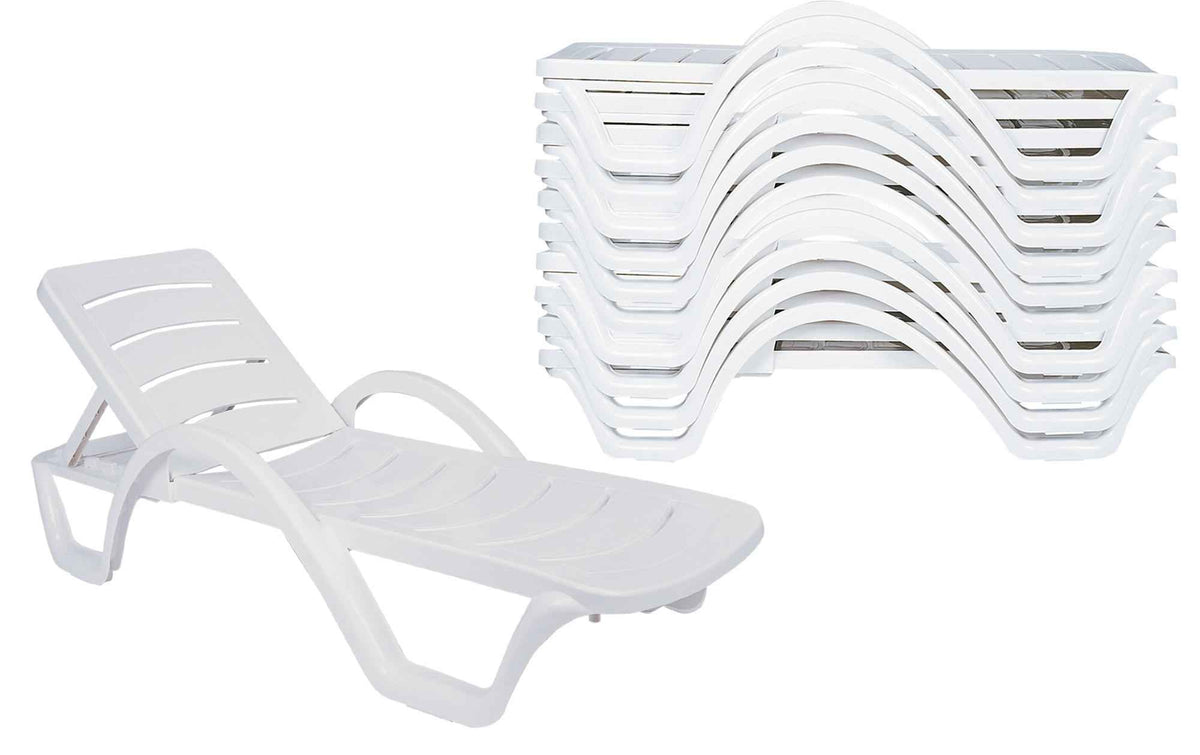 Set van 10 ligstoelen Havana wit weiß