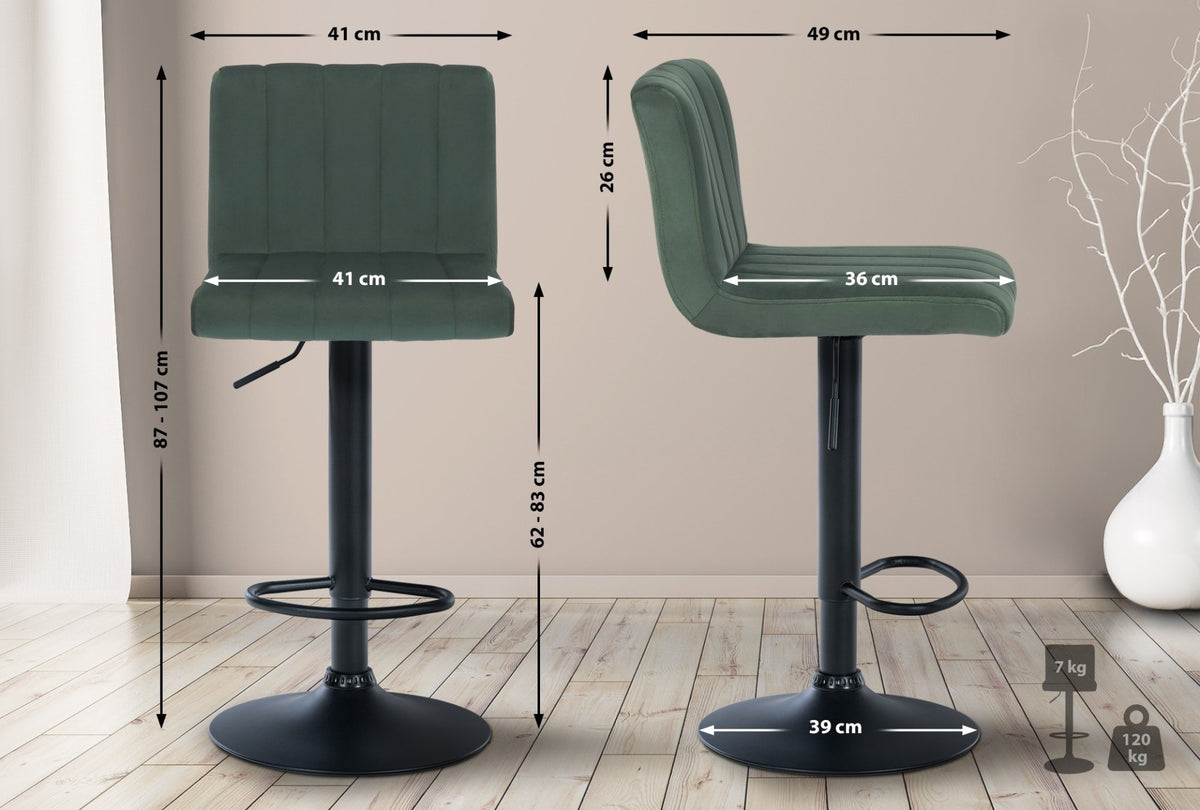 Set van 2 Barkrukken Jamie Fluweel groen grün