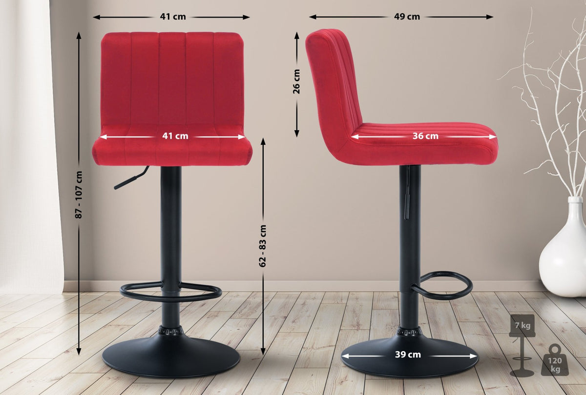 Set van 2 Barkrukken Jamie Fluweel rood rot
