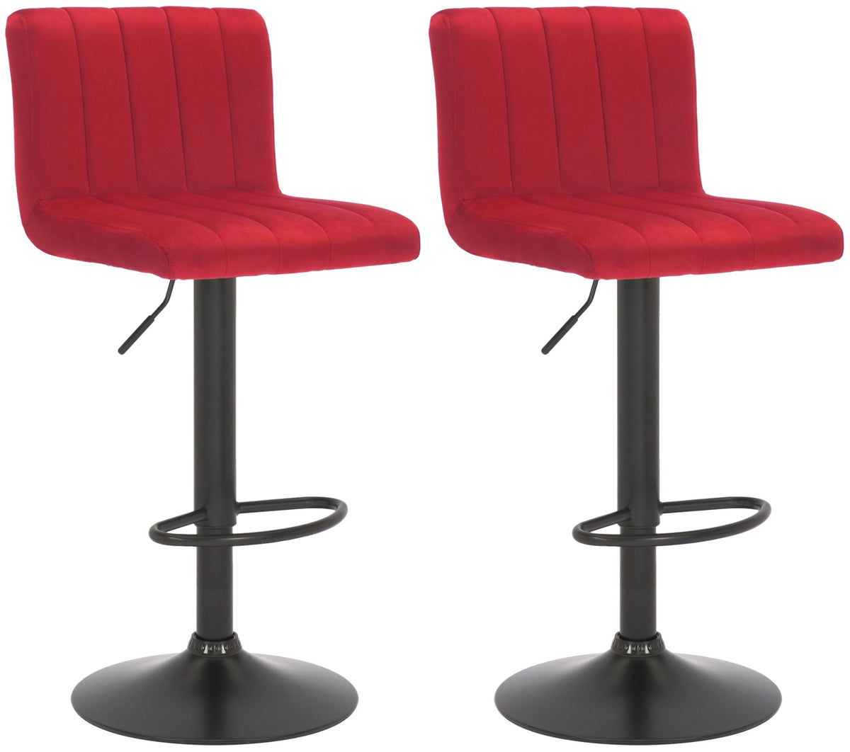 Set van 2 Barkrukken Jamie Fluweel rood rot