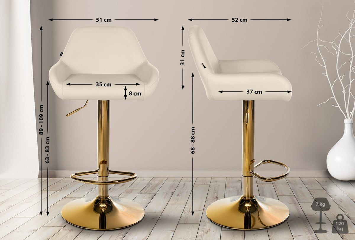 Barkruk Braga goud kunstleer creme creme
