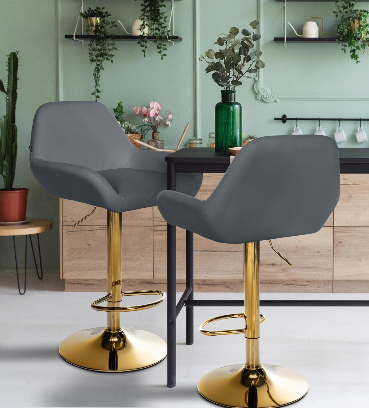 Set van 2 barkrukken Braga goud Kunstleer grijs grau