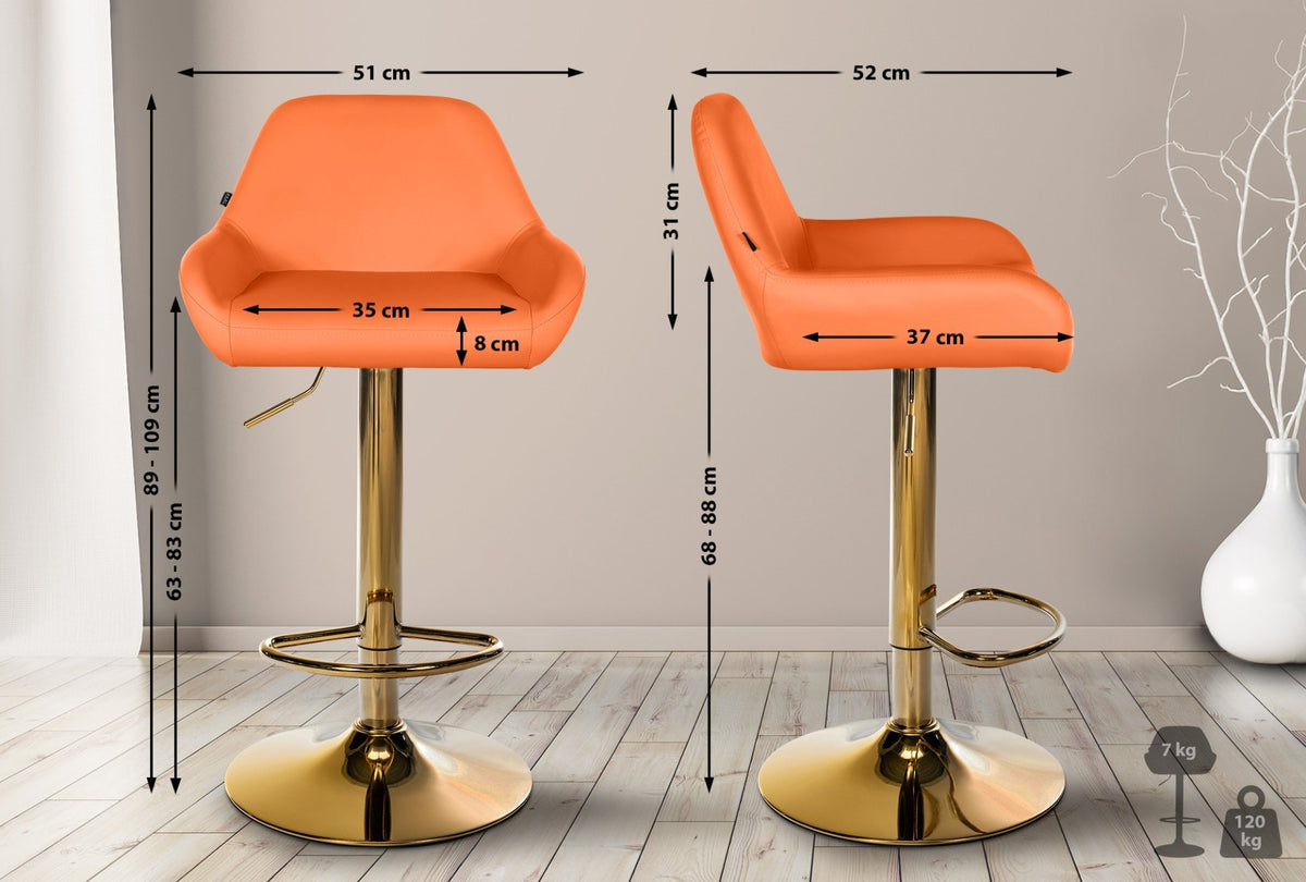 Set van 2 barkrukken Braga goud Kunstleer oranje orange