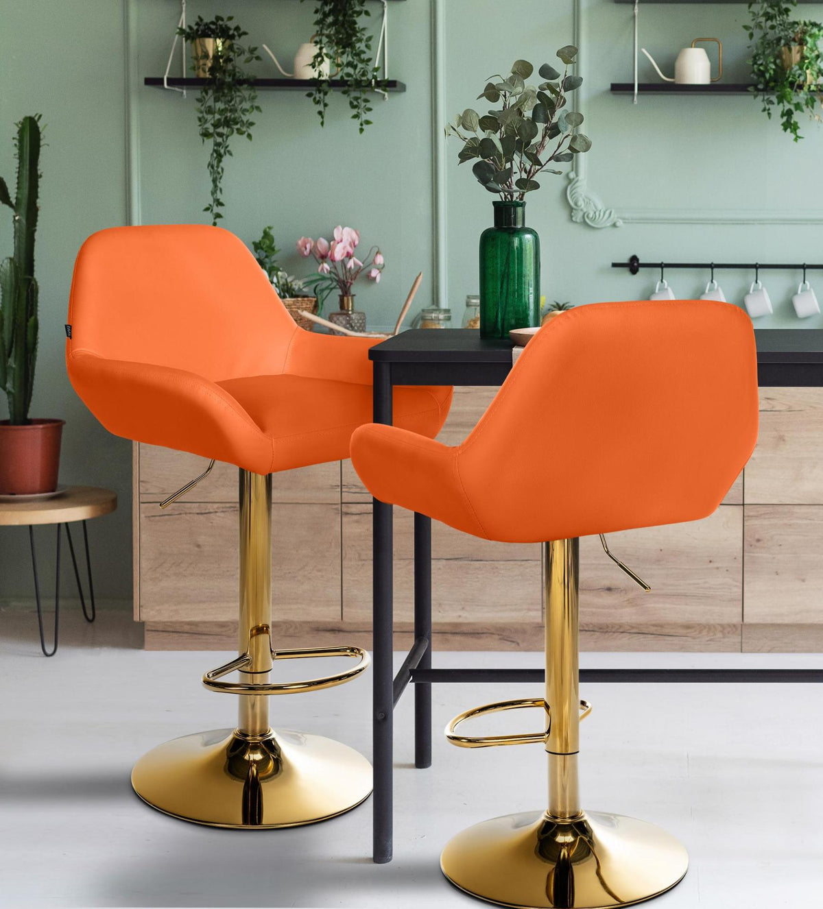 Set van 2 barkrukken Braga goud Kunstleer oranje orange
