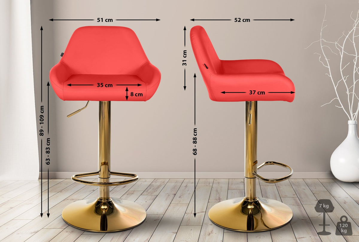 Set van 2 barkrukken Braga goud Kunstleer rood rot