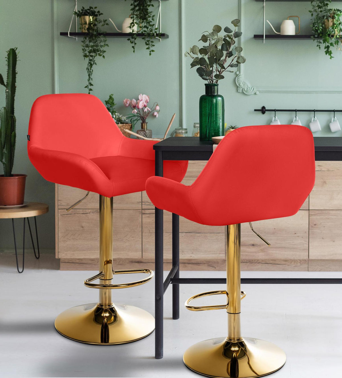 Set van 2 barkrukken Braga goud Kunstleer rood rot