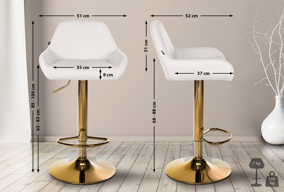 Set van 2 barkrukken Braga goud Kunstleer wit weiß