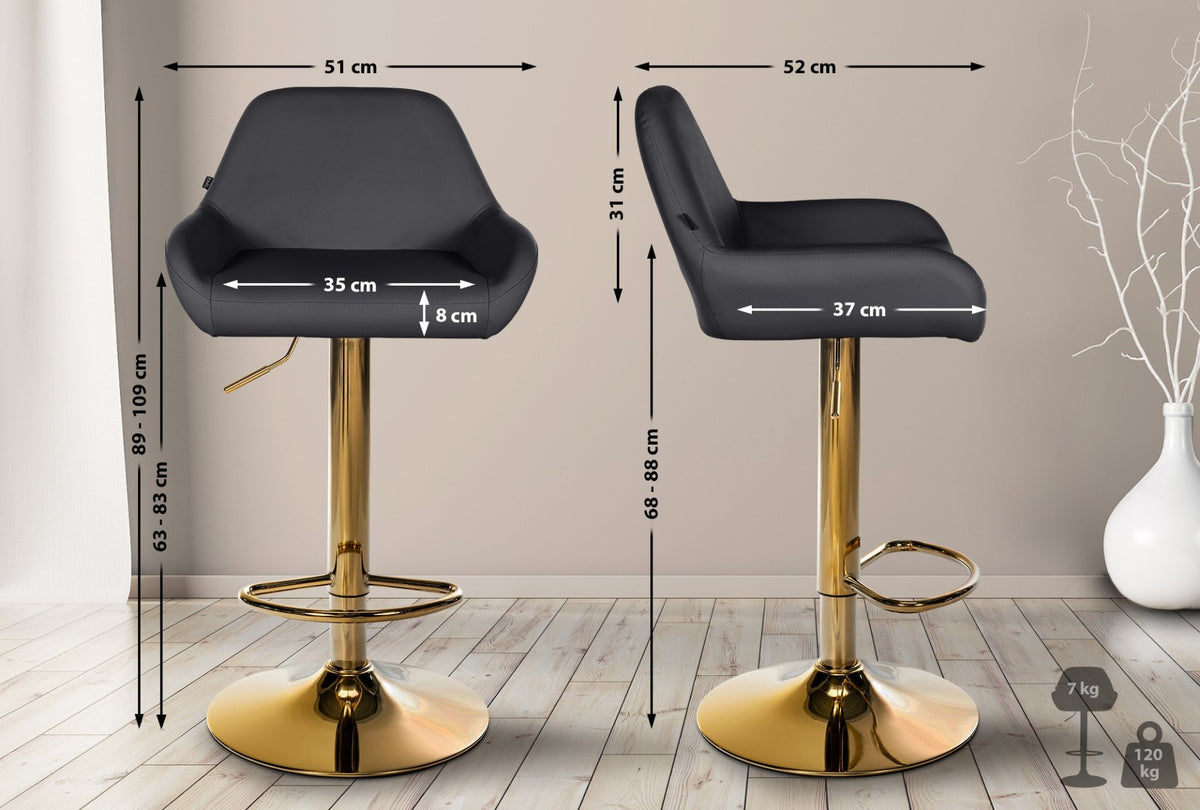 Set van 2 barkrukken Braga goud Kunstleer zwart schwarz