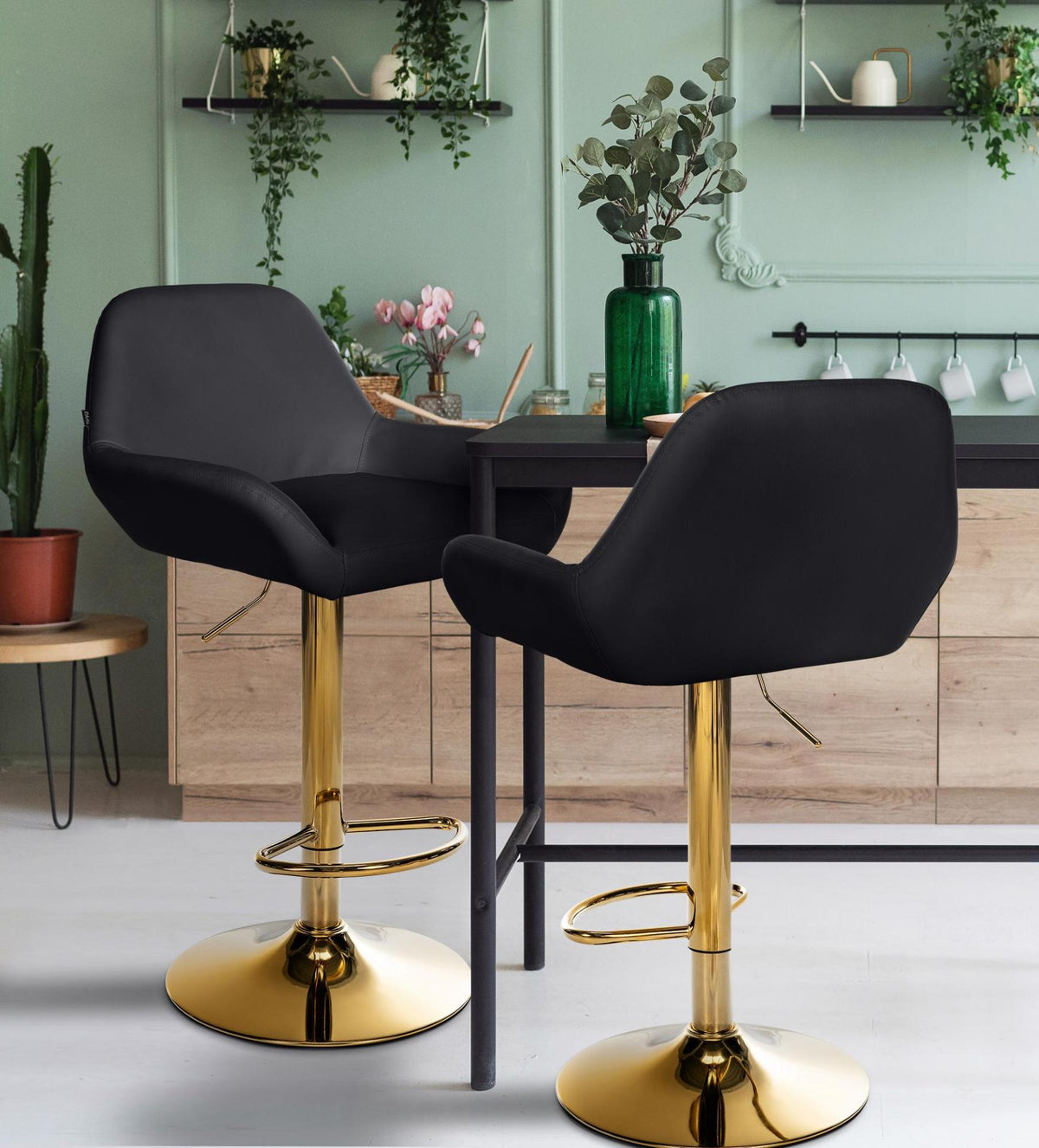 Set van 2 barkrukken Braga goud Kunstleer zwart schwarz