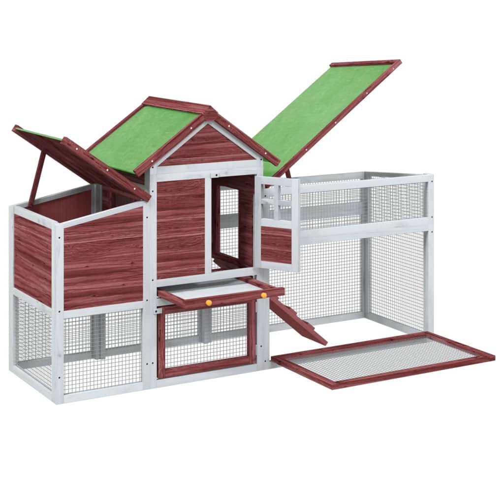 vidaXL Kippenhok 186,5x58,5x113 cm massief grenenhout grijs - Aashly