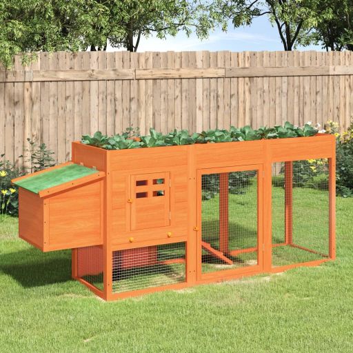 vidaXL Kippenhok 204x50x84 cm massief grenenhout bruin - Aashly