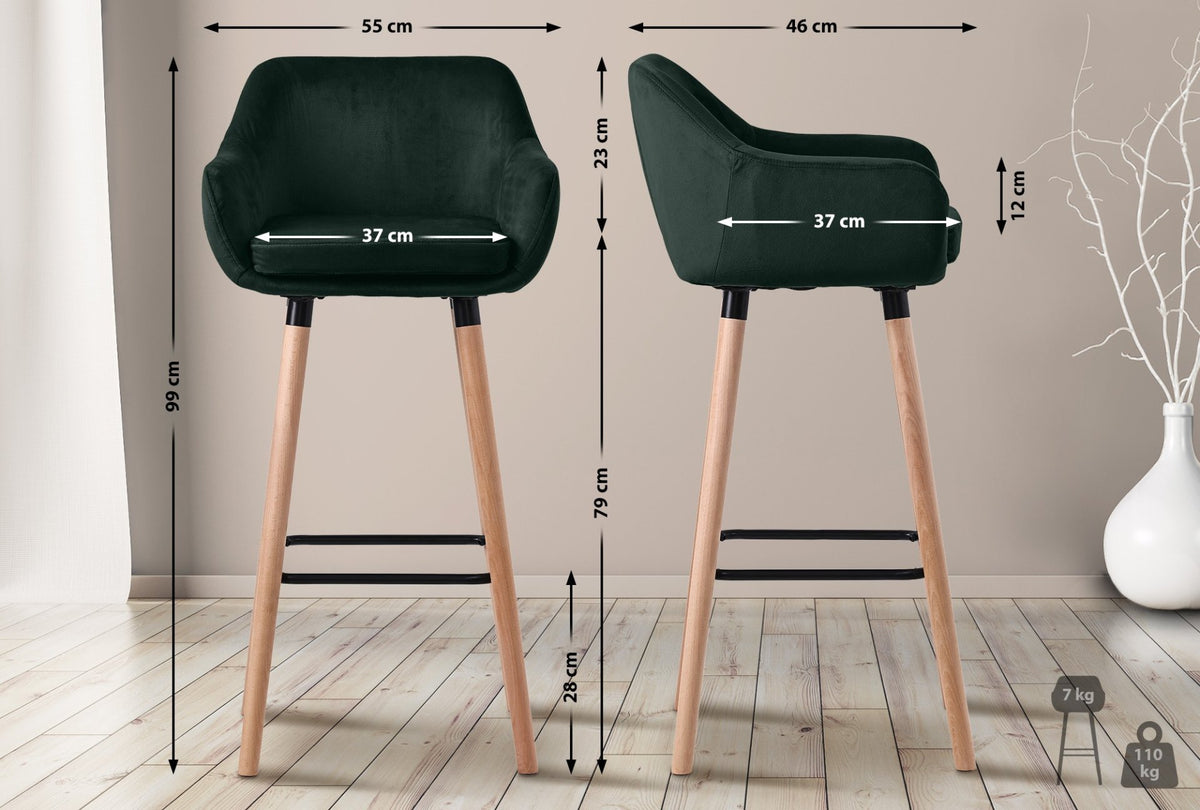 Barkruk Grant Fluweel groen grün