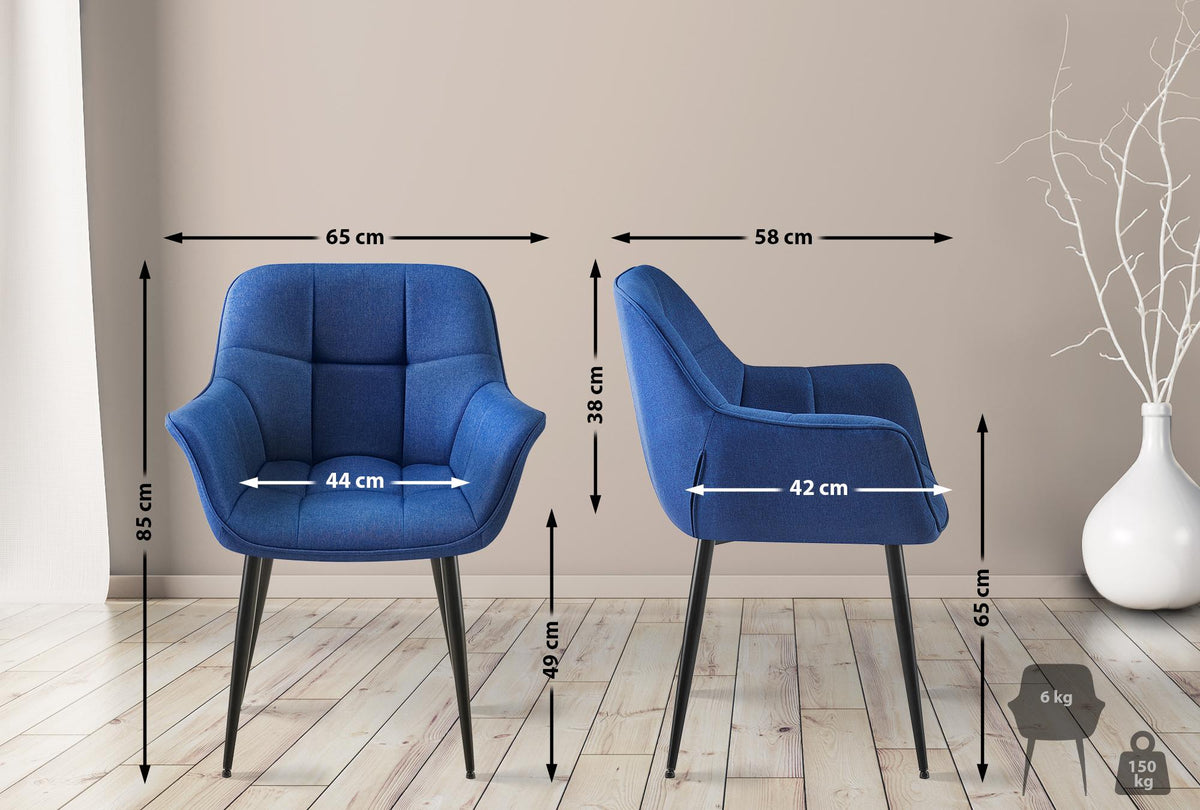 Eetkamerstoel Roseville blauw,Stof blau