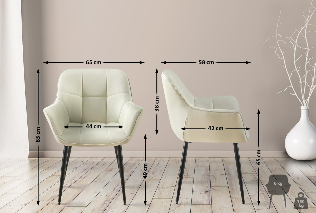 Eetkamerstoel Roseville creme,Stof creme