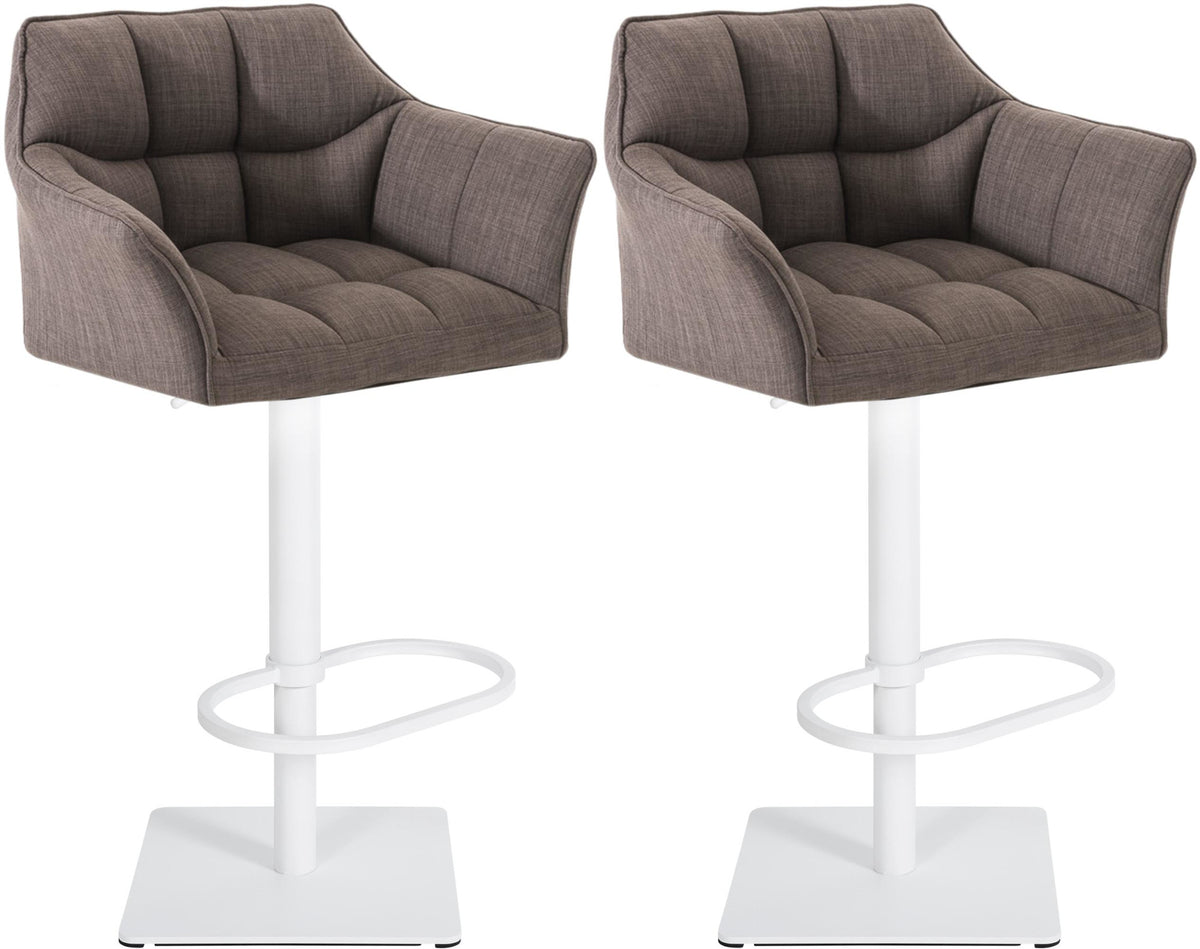 Set van 2 barkrukken Damaso stof wit,grijs grau