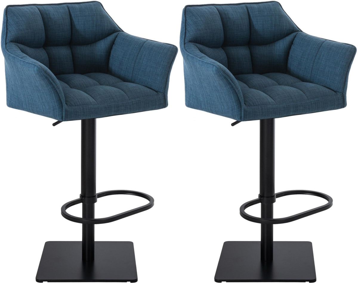 Set van 2 barkrukken Damaso stof zwart,blauw blau