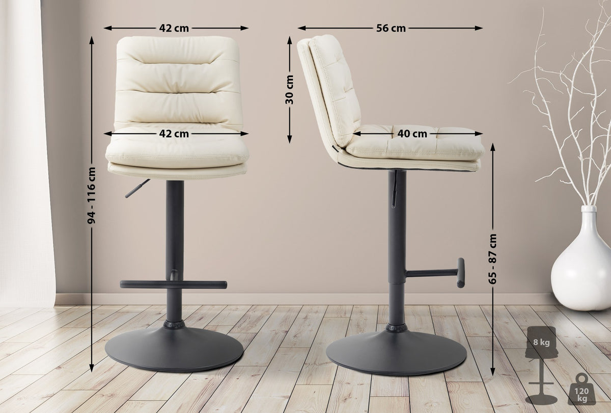 Barkruk Damar kunstleer creme,zwart creme