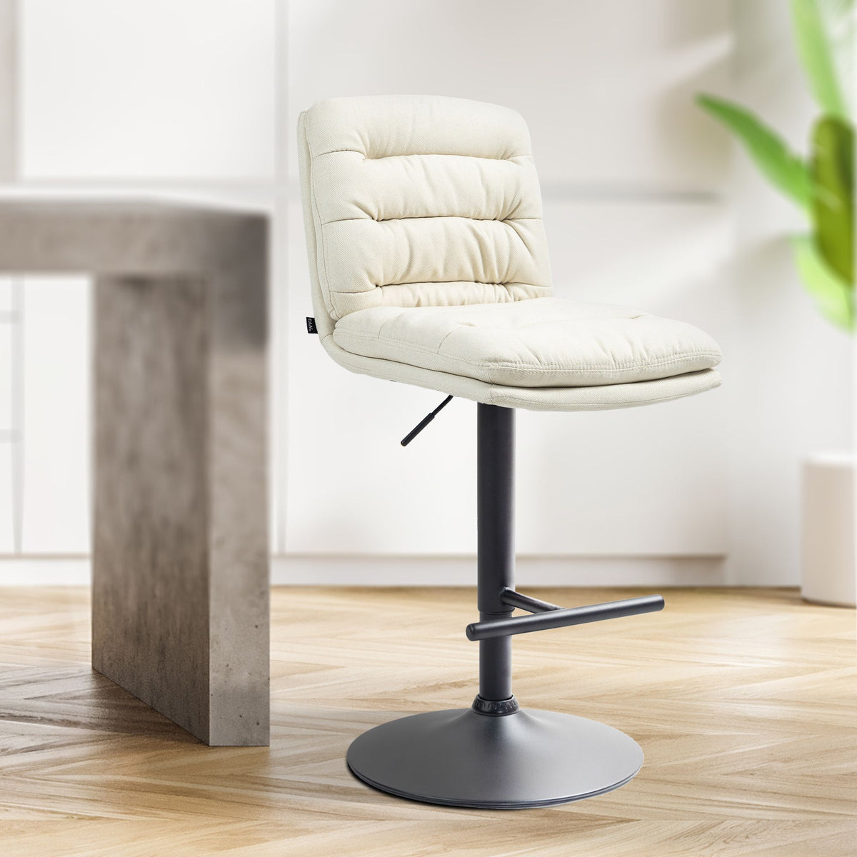 Barkruk Damar Stof creme,zwart creme
