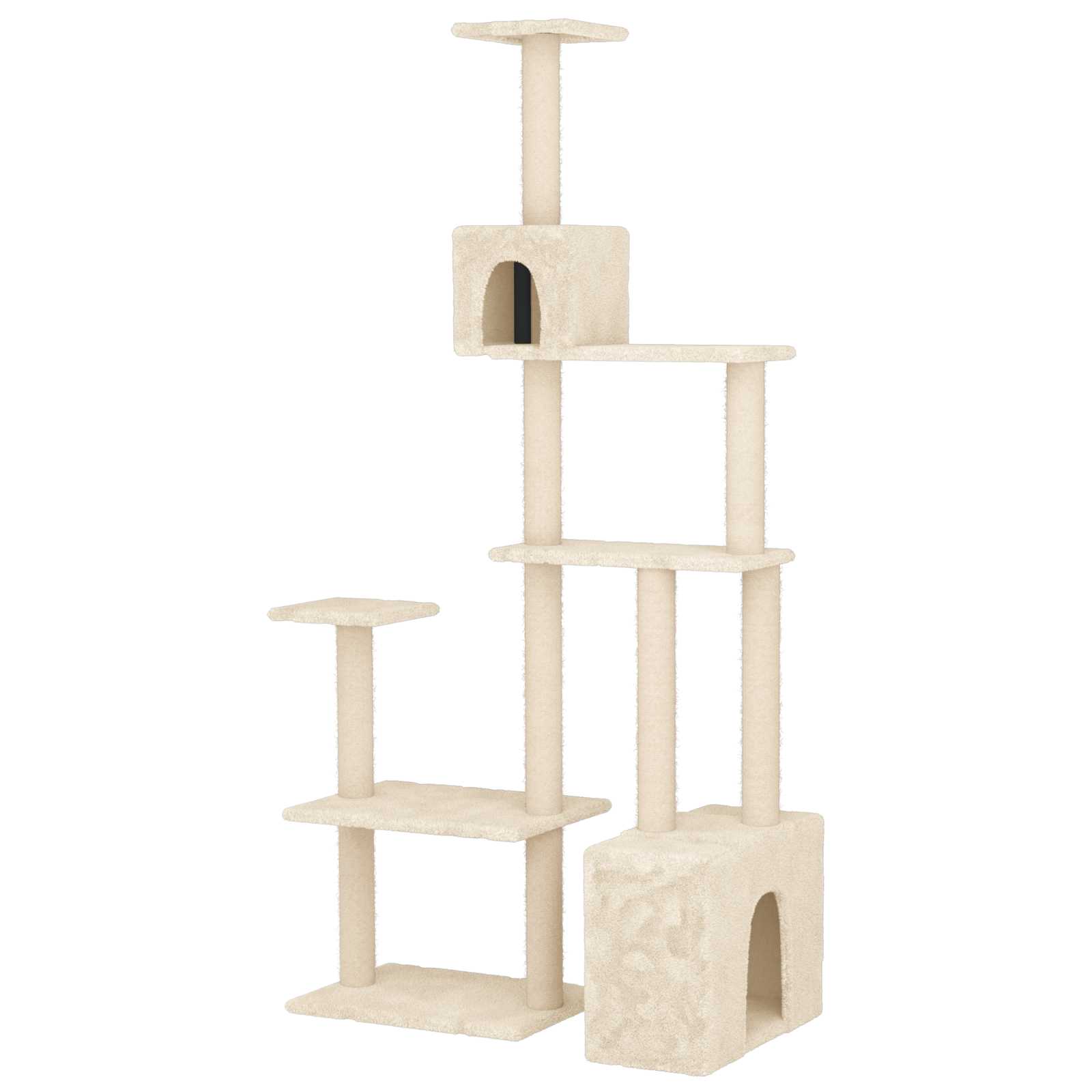 vidaXL Kattenboom met sisal krabpalen Crèmekleurig 177,5 cm
