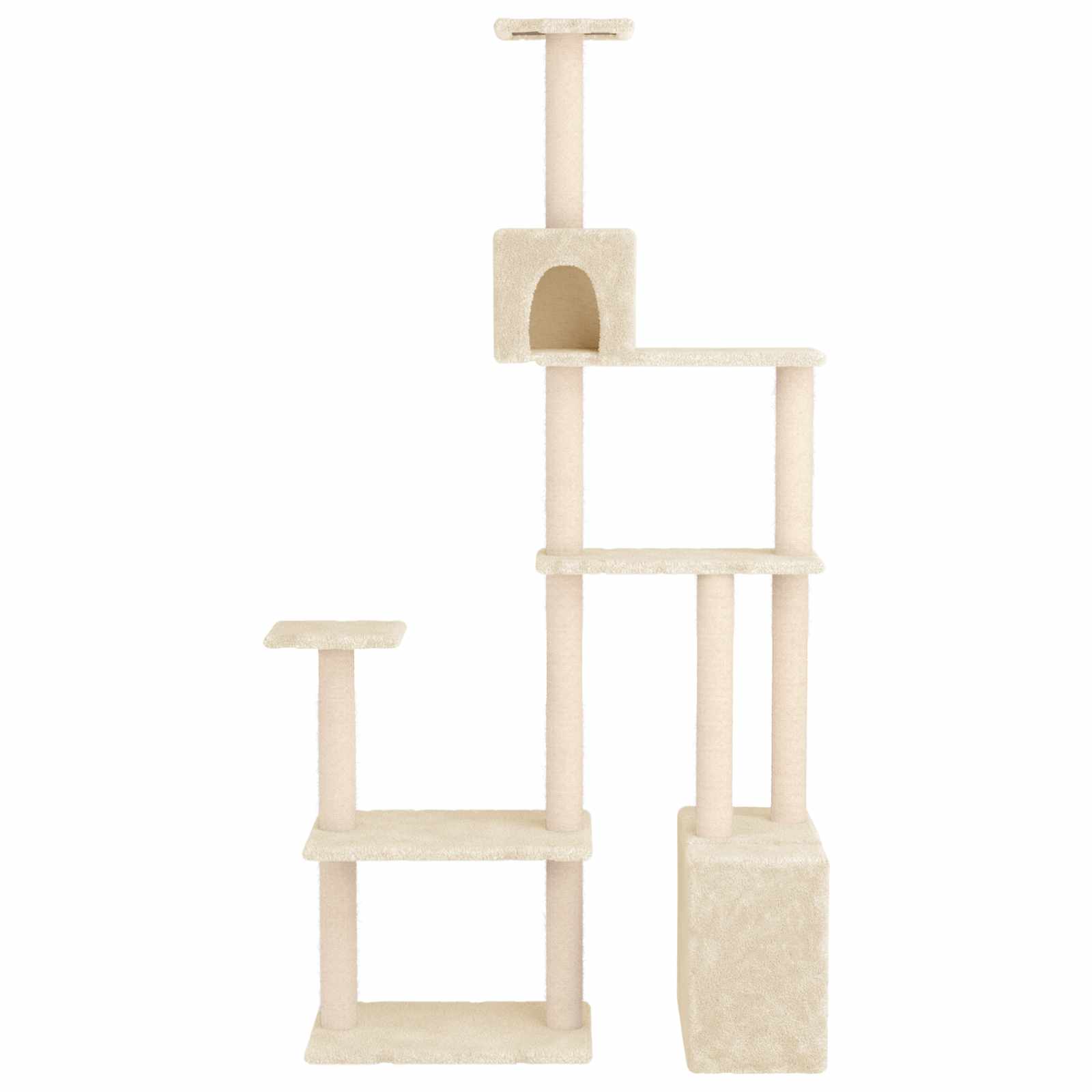 vidaXL Kattenboom met sisal krabpalen Crèmekleurig 177,5 cm