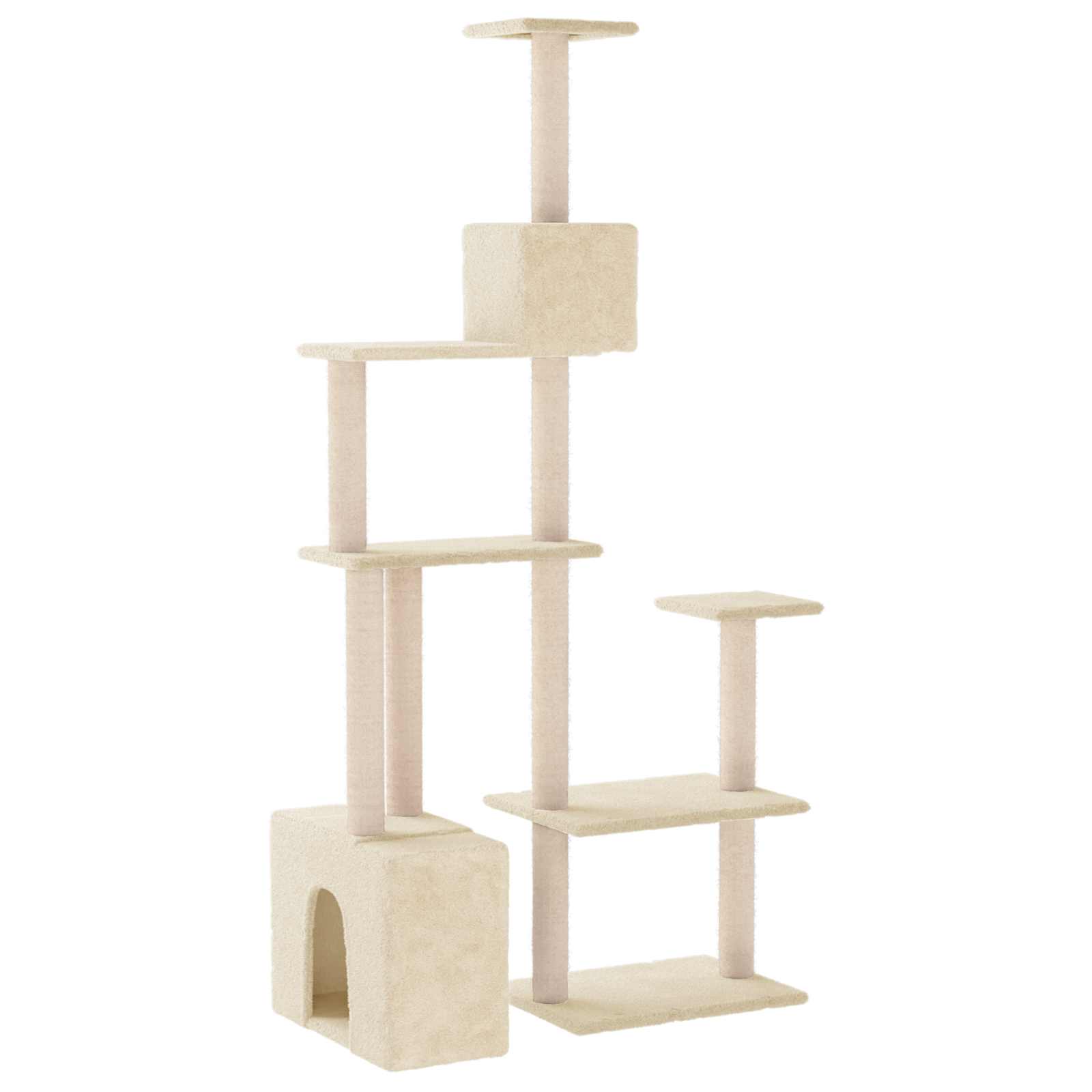 vidaXL Kattenboom met sisal krabpalen Crèmekleurig 177,5 cm
