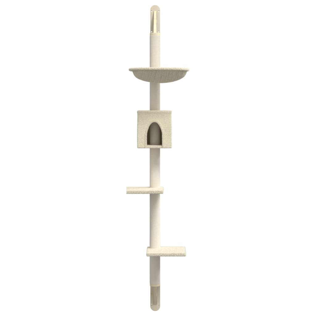 vidaXL Kattenmeubel wandgemonteerd met krabpaal 187 cm crèmekleurig