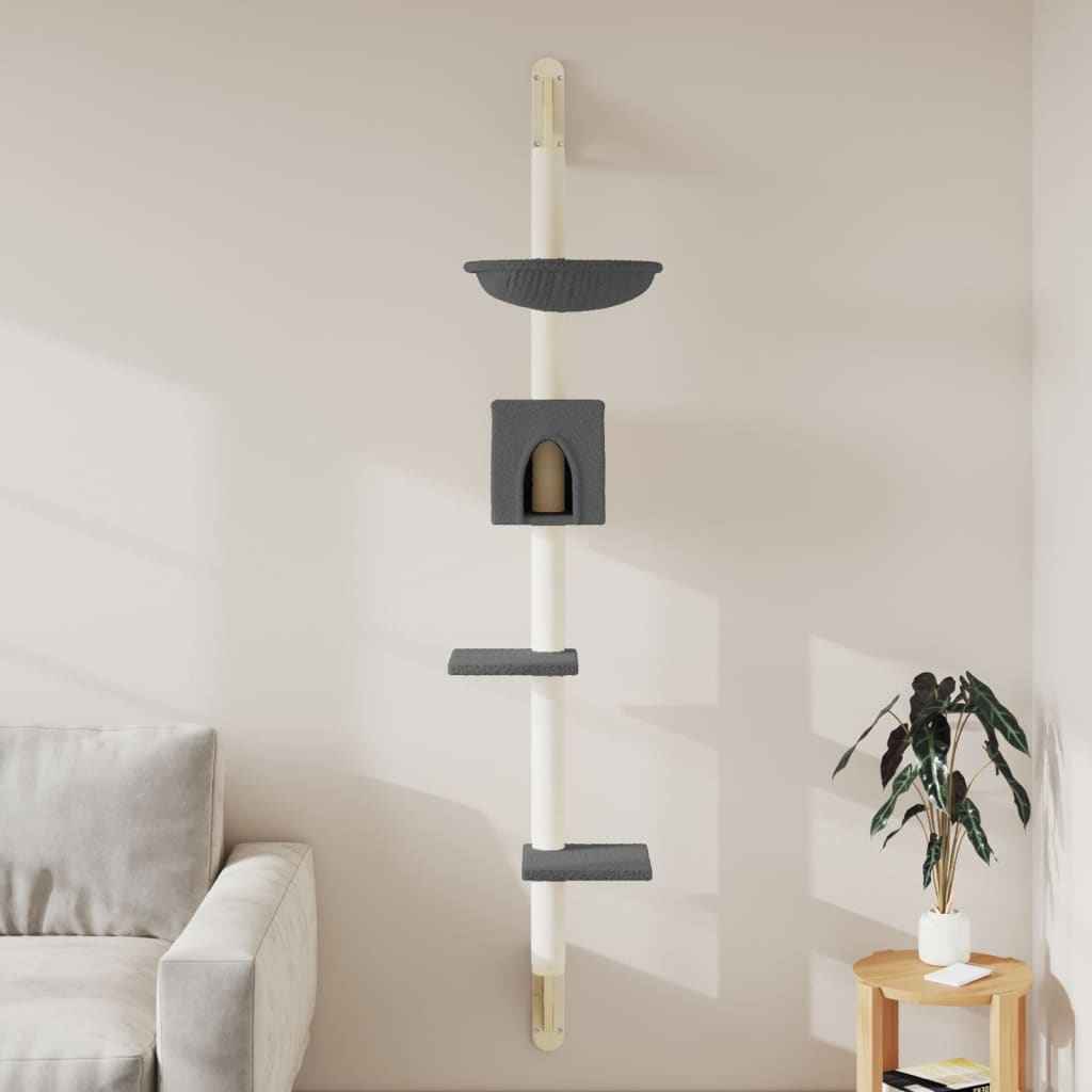 vidaXL Kattenmeubel wandgemonteerd met krabpaal 187 cm crèmekleurig