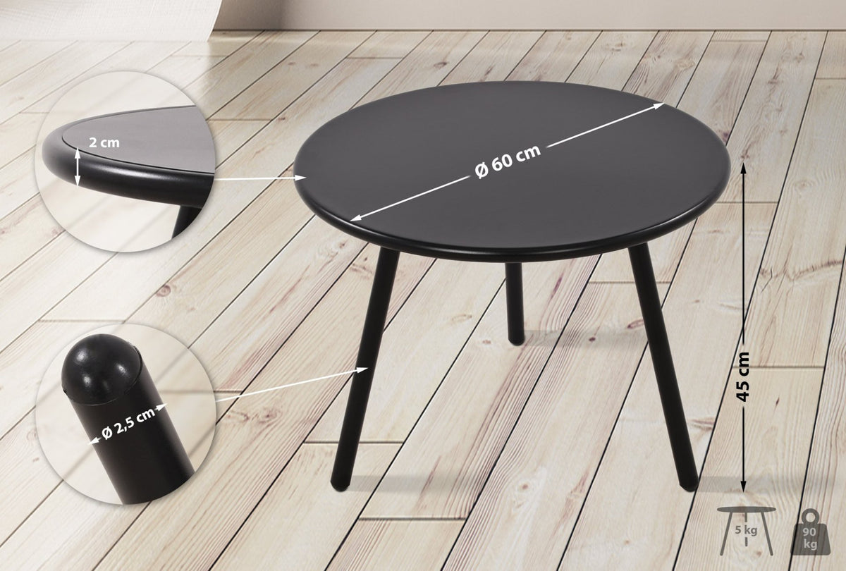 Salontafel Minot buiten zwart schwarz