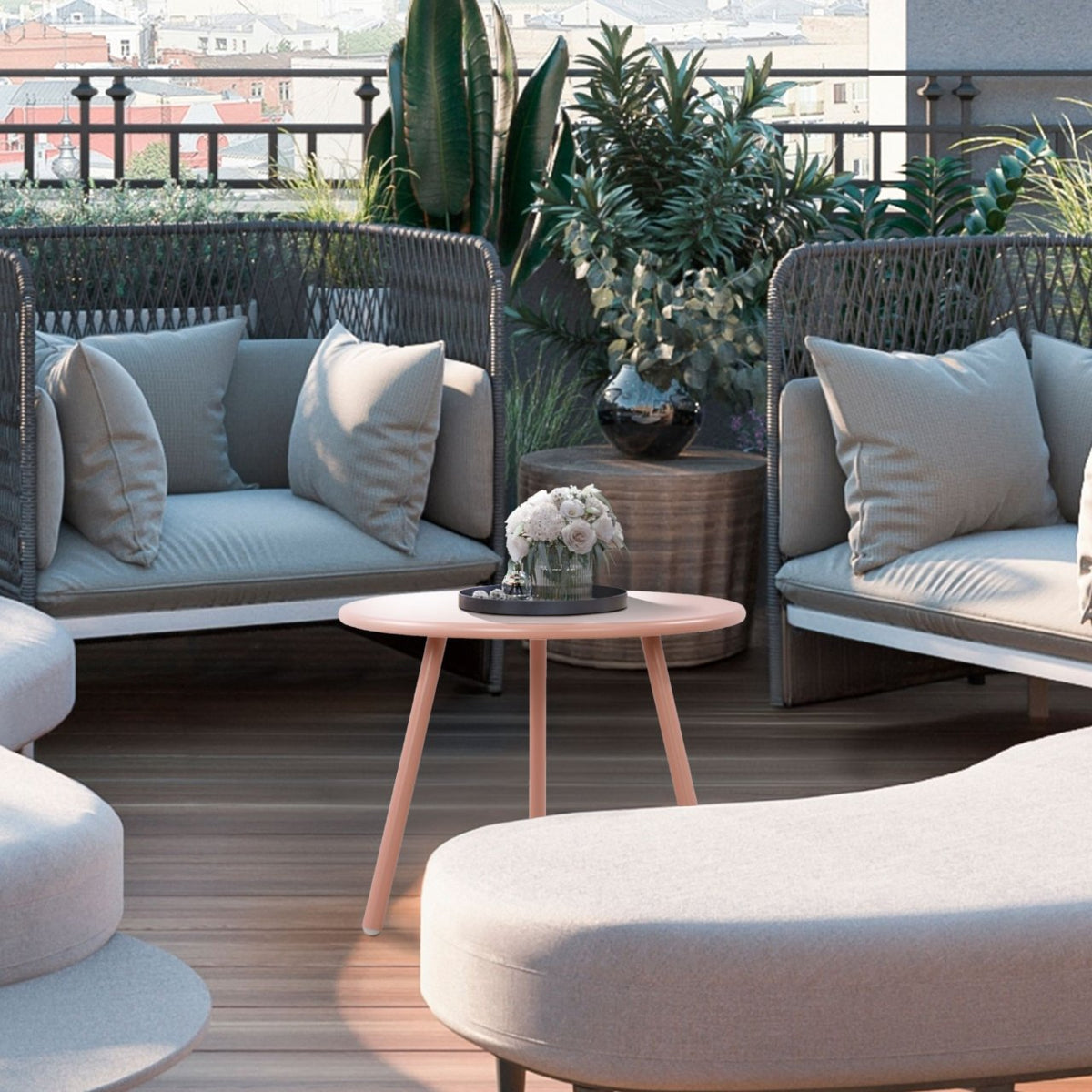 Salontafel Minot buiten roze pink