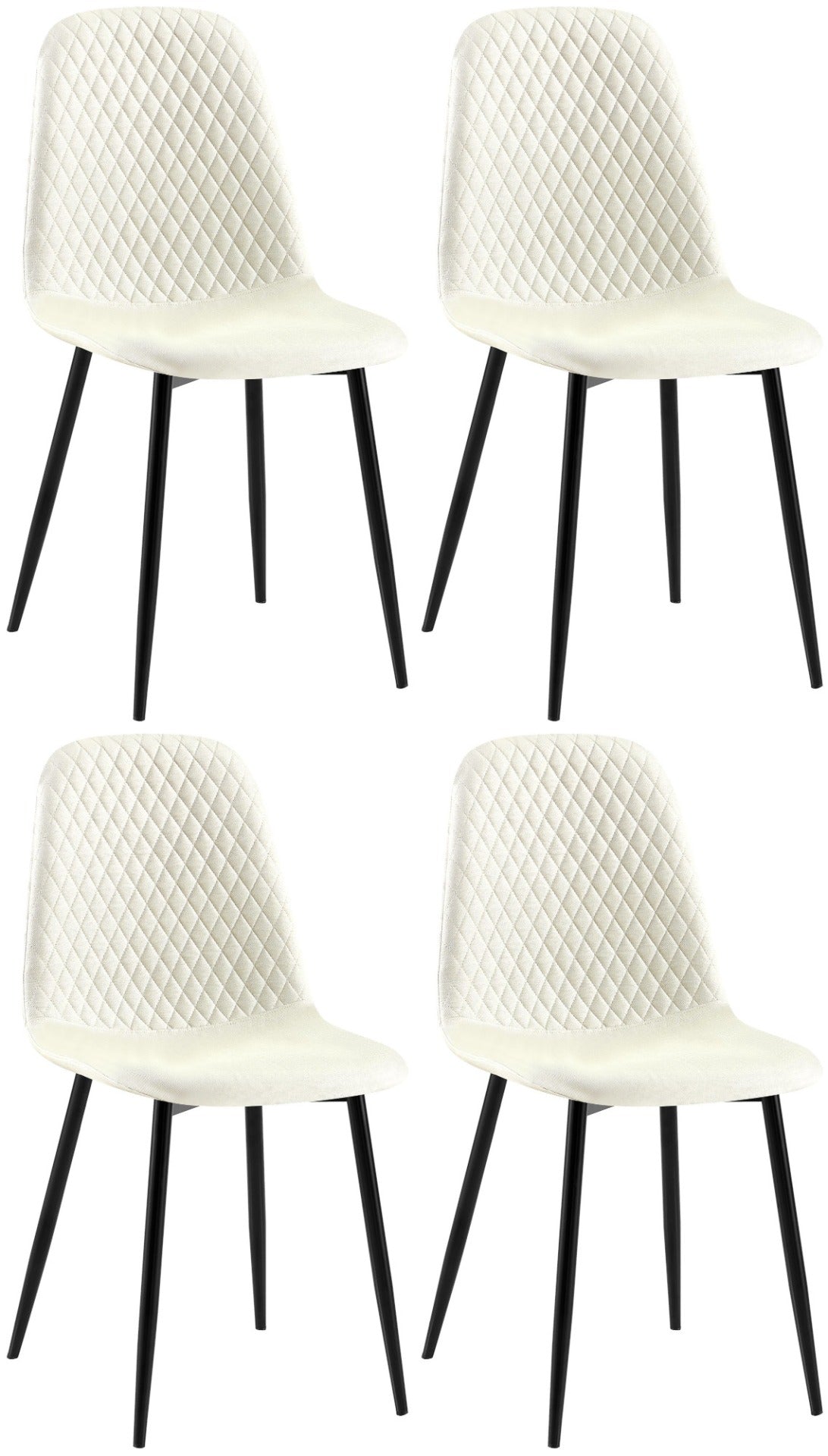 Set van 4 eetkamerstoelen Giverny creme,Stof creme
