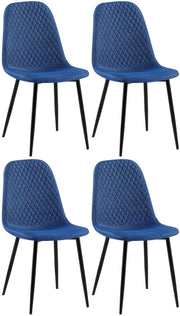 Set van 4 eetkamerstoelen Giverny blauw,Stof blau