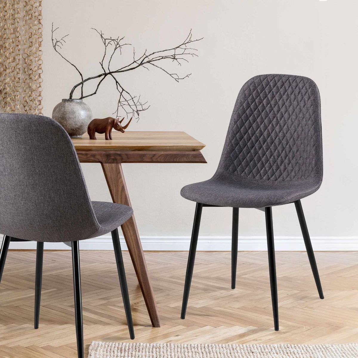 Set van 4 eetkamerstoelen Giverny donkergrijs,Stof dunkelgrau