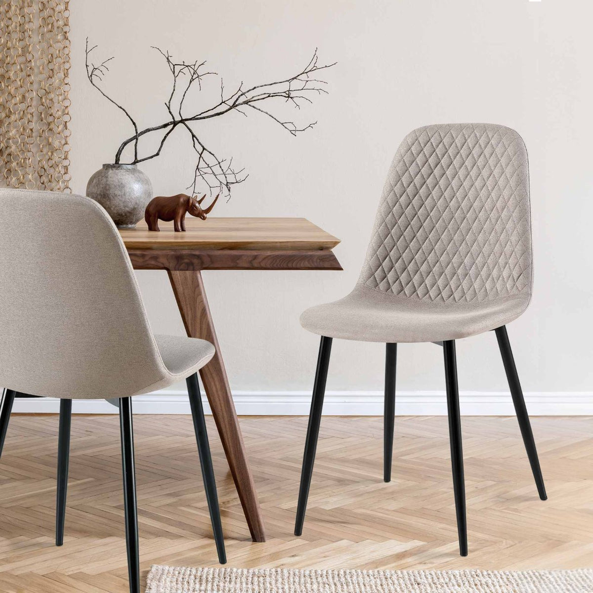 Set van 4 eetkamerstoelen Giverny grijs,Stof grau