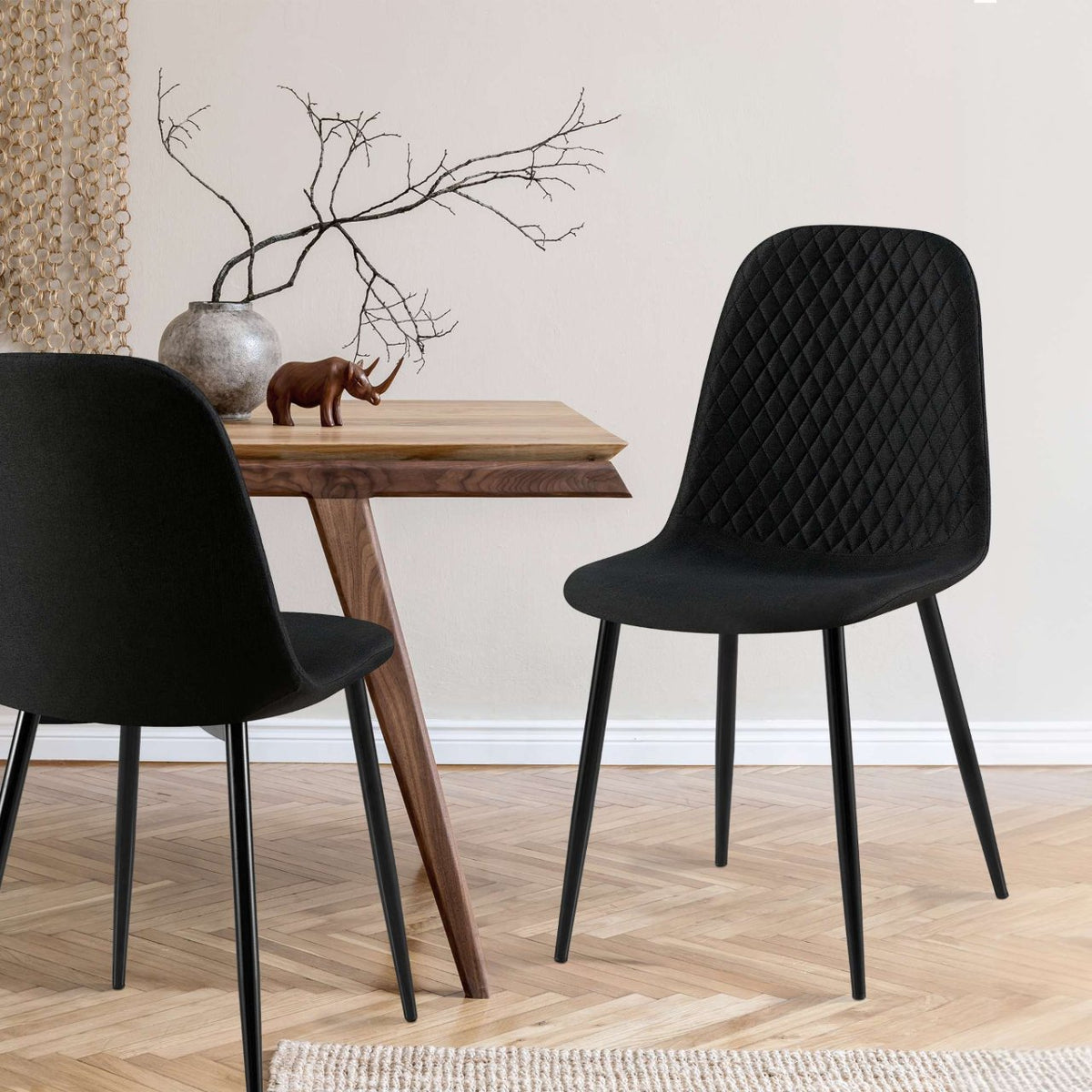 Set van 4 eetkamerstoelen Giverny zwart,Stof schwarz