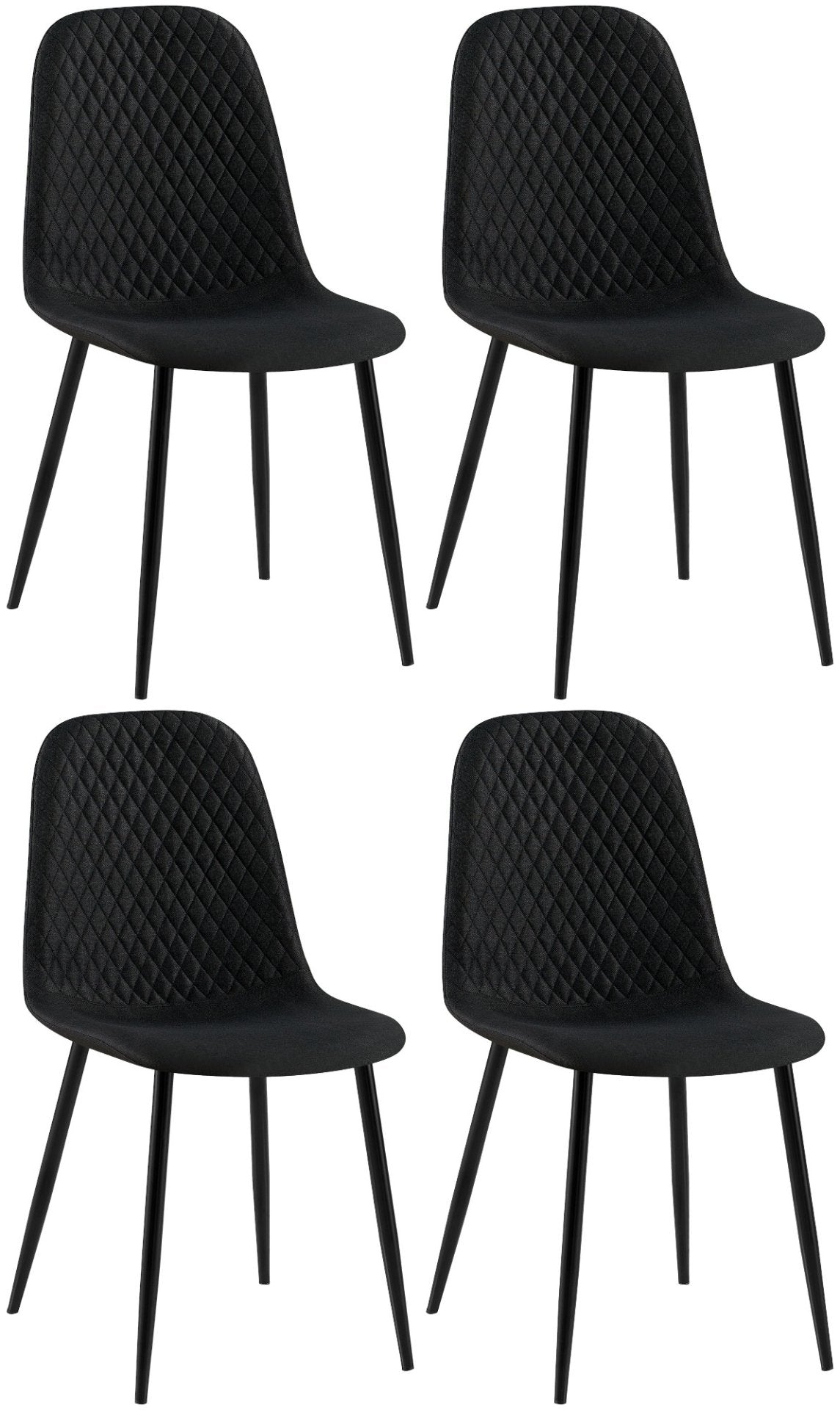 Set van 4 eetkamerstoelen Giverny zwart,Stof schwarz
