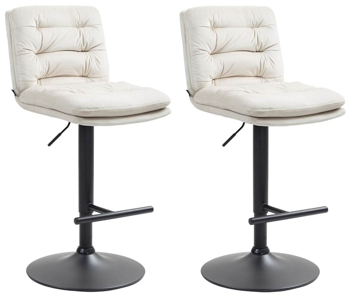 Set van 2 barkrukken Damar fluweel creme,zwart creme
