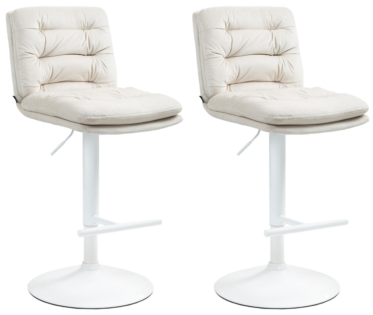 Set van 2 barkrukken Damar fluweel creme,wit creme