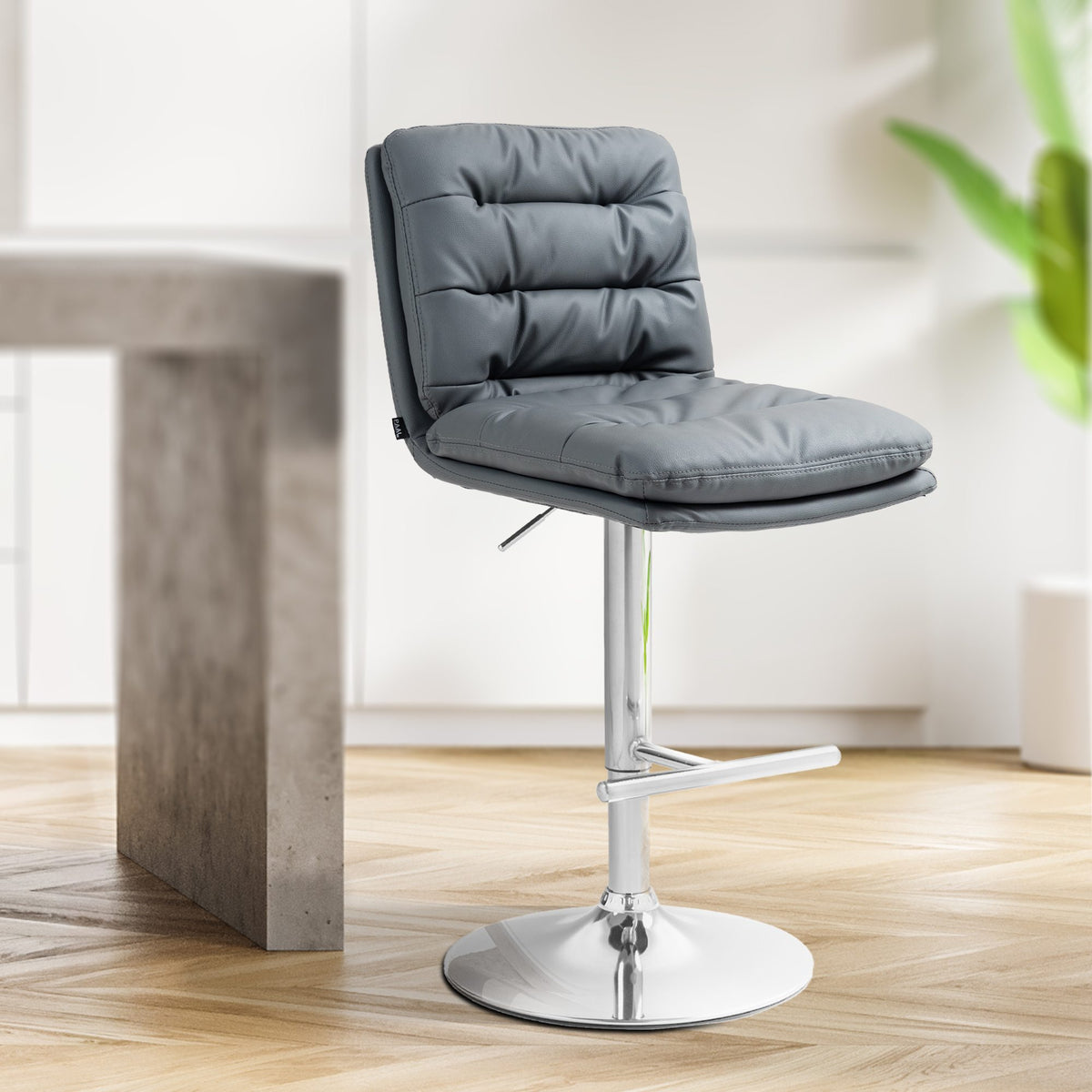 Set van 2 barkrukken Damar kunstleer grijs,chroom grau