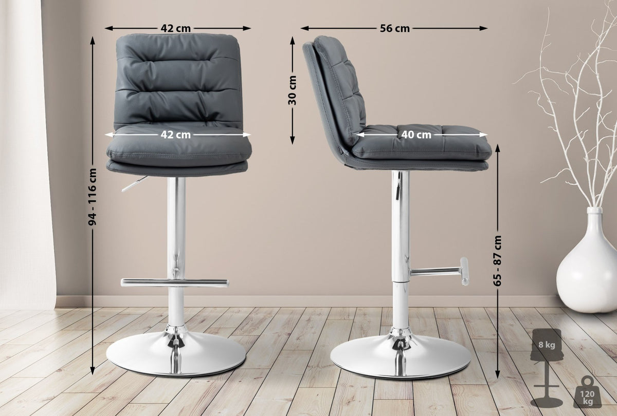 Set van 2 barkrukken Damar kunstleer grijs,chroom grau
