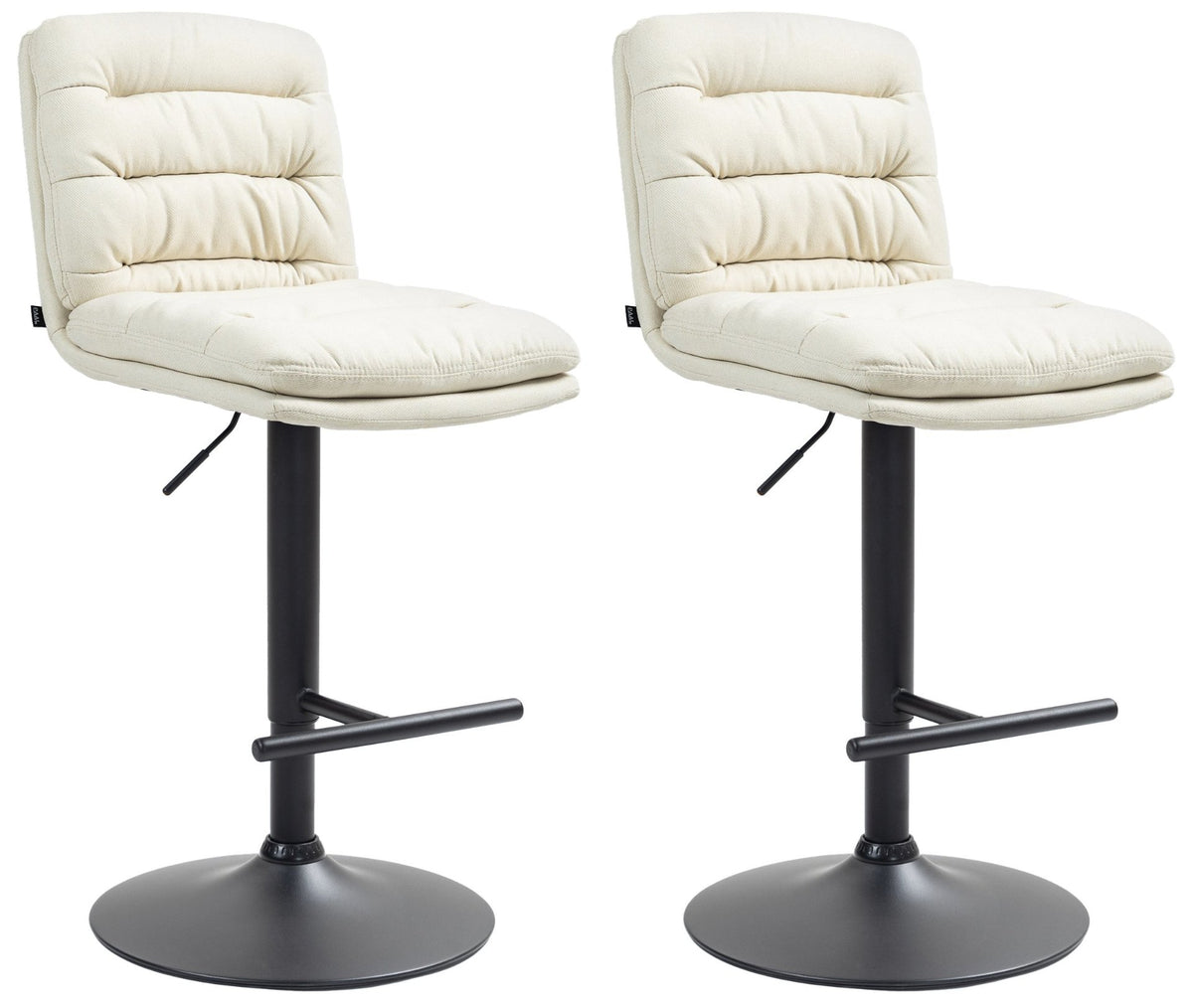 Set van 2 barkrukken Damar stof creme,zwart creme