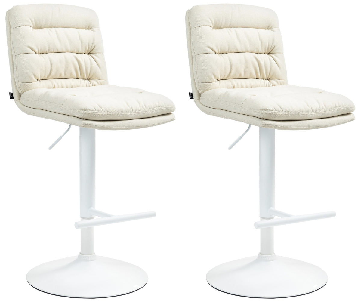 Set van 2 barkrukken Damar stof creme,wit creme